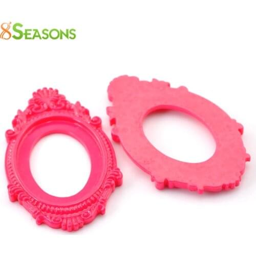8SEASONS 10PCs Fuchsia Resin Oval Cabochon Frame Settings Embellishment 6.6x4cm(Fit 4x3cm) (B21471)