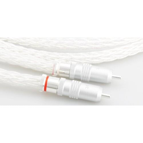 New 8AG RCA Analogue Cable Interconnect cable Audio video extension cable OCC Silver Plated With Silver Plated RCA Plug