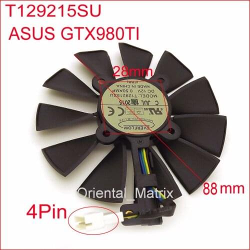 Free Shipping T129215SU 12V 0.5A 88mm 28*28*28*28mm 4Pins For ASUS GTX980TI Graphics Card Cooler Cooling Fan