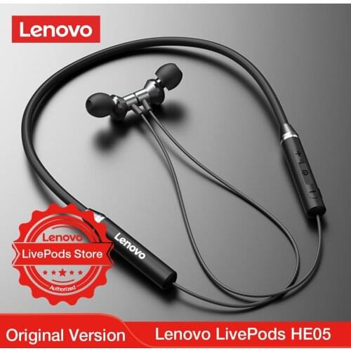 Lenovo LivePods HE05 Bluetooth Earphone IPX5 Waterproof Sport Headset Magnetic Neckband Wireless Headphone With Mic