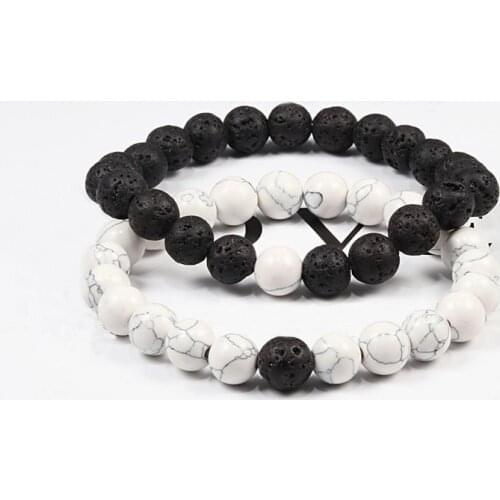 Handmade Natural Stone Beads Stretch Elastic Bracelet Tiger Eye Lava Rock Bracelets Charm Couples Homme Healing Jewelry Pulseras