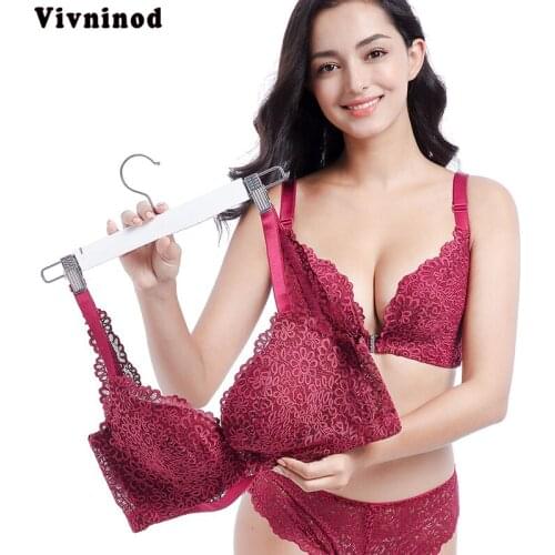 Wire Free Front Closure of the Women Bra Floral Lace One-piece Small Chest Bra Thin Vest Bra Push Up Seamless Sexy Underwear 95C