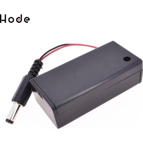 9V PP3 Battery Holder Box Case Wire Lead ON/OFF Switch Cover + DC 2.1mm Plug