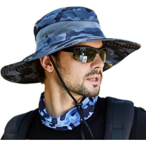 Breathable Wide Brim Boonie Hat Outdoor Waterproof UPF 50+ Sun Protection Mesh Sun Hat For Travel Fishing