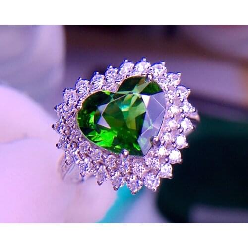 E506 Tourmaline Ring Fine Jewelry Solid 18K Gold Nature Green Tourmaline Gemstones 2.4ct Diamonds Rings for Women Fine Present