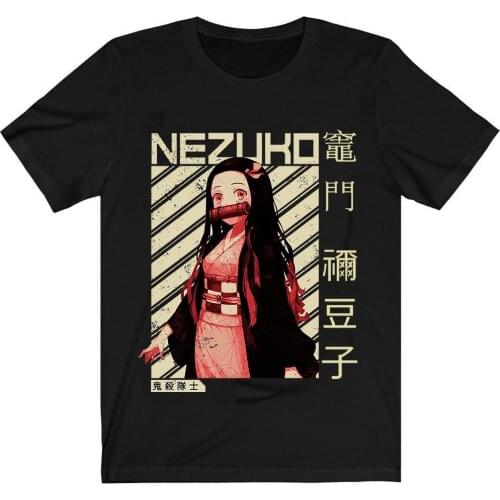 Demon Slayer T-Shirt Men Cotton T Shirt Anime Kamado Tanjirou Kamado Nezuko Vintage Clothes Anime Tops Tees