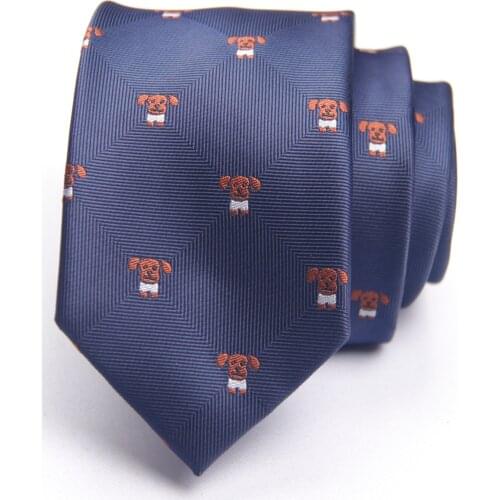 Navy cartoon patterned tie with fashion pattern skinny ties men