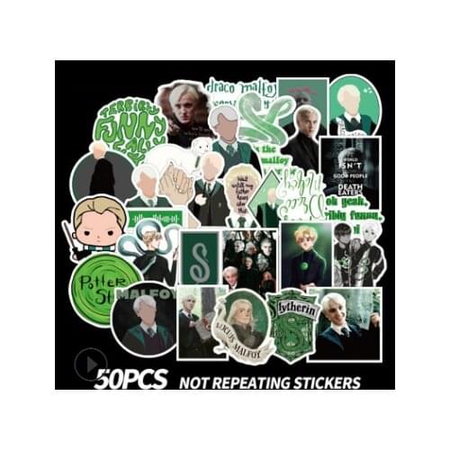 50/100Pcs Classic Movie PVCHarri Malfoy Funny Anime Potter Phone Laptop Scrapbook Scooter Stickers Toys for Children