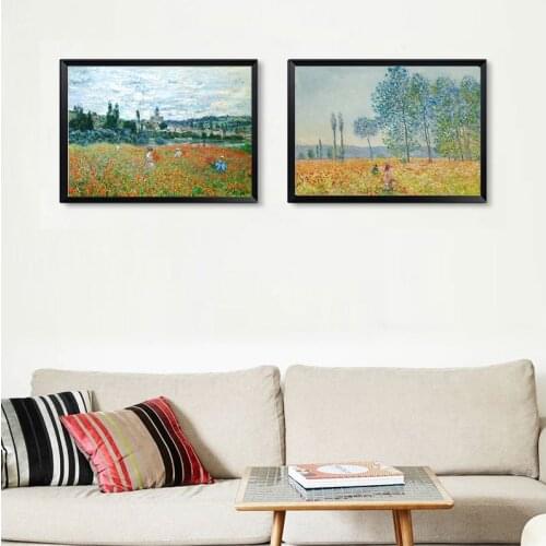 Claude Monet Poplars Poppy fields Landscape Impressionist Oil Painting on Canvas Posters and Prints Wall Picture for Living Room