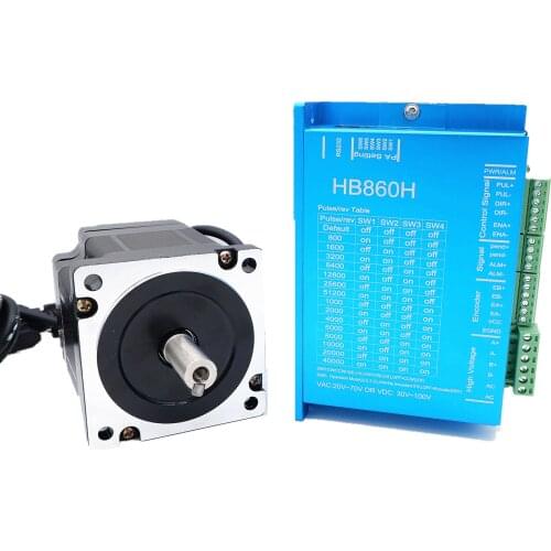 Nema 34 Closed-Loop Stepper Motor Driver Kit 8A Controller HB860H and 2 Phase 86HB250-80B 4.5N.m 86mm Engine Servo Step Motor