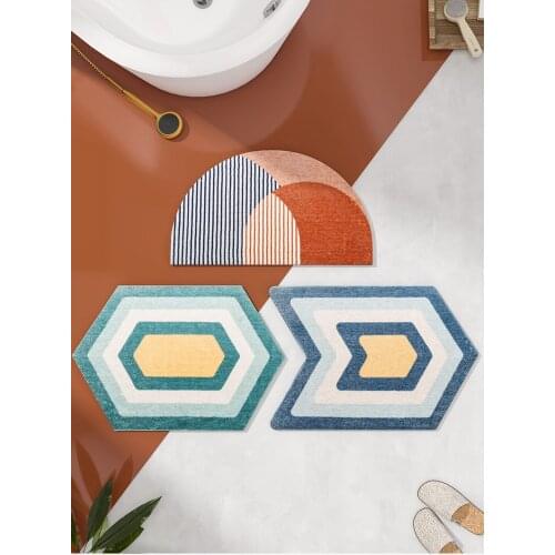 Modern geometric shapes door mat abrasion-resistant carpet mat bedroom bathroom mat rug absorbent non-slip foot pad