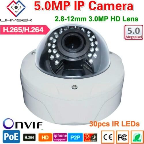 Lihmsek High HD 5.0 Megapixel IP Camera varifocal lens 4x manual zoom 5mp 3mp 2mp adjust hd IR Night vision ip cctv camera POE