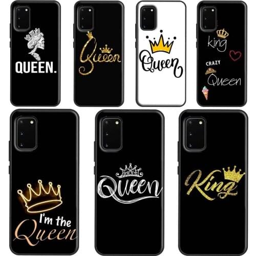 Cute King Queen Crown Phone Case For Samsung Galaxy S21 S20 Ultra S8 S9 S10 Plus Note 10 Note 20 9 S20 FE Cover