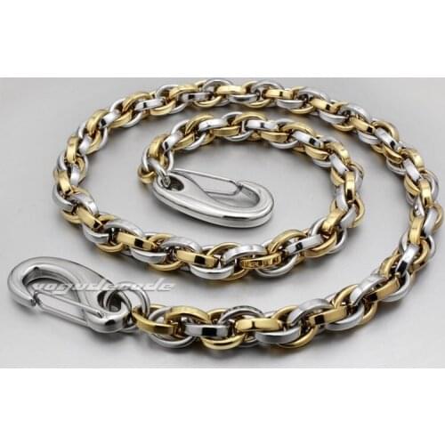 14" ~ 36" Two Tone 316L Stainless Steel Mens Biker Rocker Wallet Chain 5N008WC(Length 24inch)