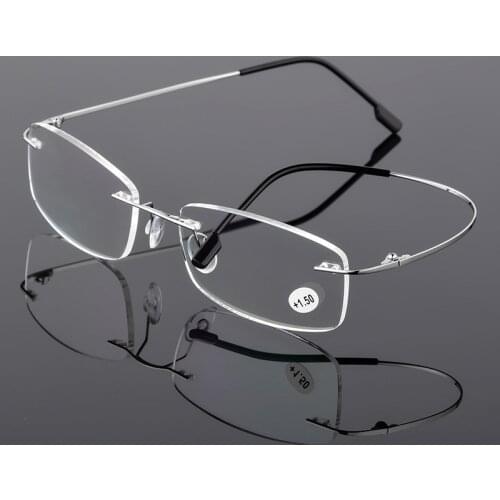 2021 New Fashion Business Alloy Frameless Reading Glasses Anti-blue Light Ultra-light Hingeless Reading Mirror HD Unisex