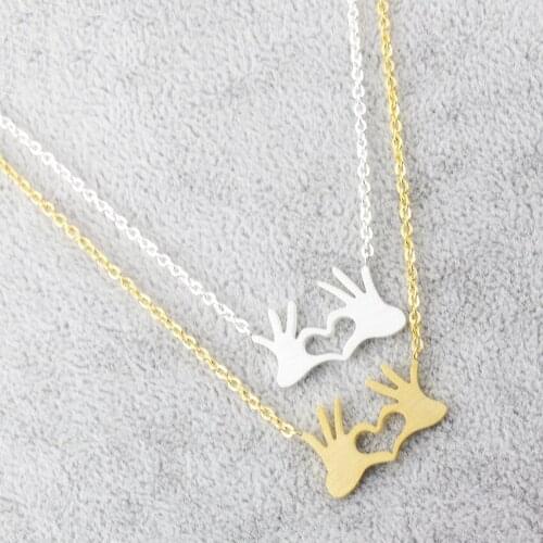 New Ins style Gesture Double Hand Heart Pendant Necklaces alloy Couples Infinity Statement Jewelry Valentines Day Gift