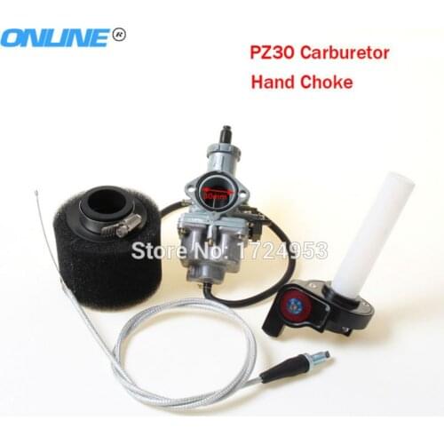 New KEIHIN 30mm PZ30 Carburetor hand choke + Visiable Transparent Throttle +throttle Cable irbis + Air Filter set