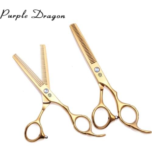 Barber Scissors 5.5" 6" Purple Dragon Stainless Thinning Scissors Double Side Teeth Thinning Rate 10% - 15% Hair Scissors Z2001