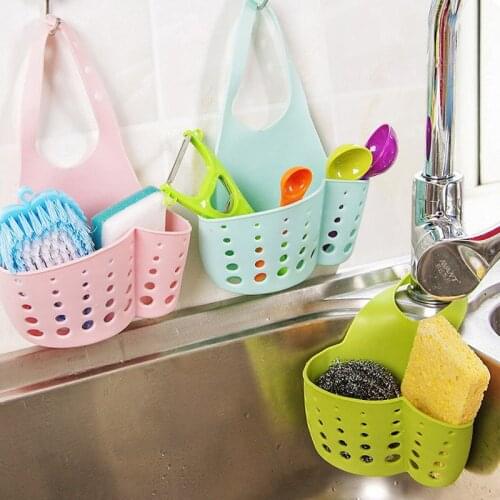 XUNZHE Adjustable Snap-type Sink Storage Basket Kitchen Rack Faucet Sponge Drain Bag Bathroom Wall Mount Rack Bath Accessorie