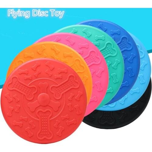 Rubber Flying Discs Dog Toy Game Flying Saucer Resistant Chew Soft Puppy Pet Training Feeding Interactive Dog Train Toys Supply