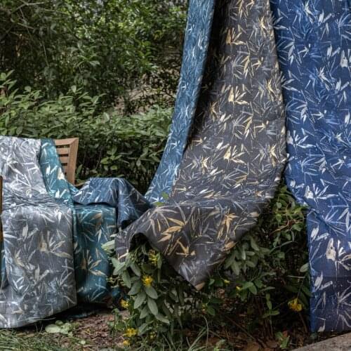 New Chinese Style Bamboo High-precision Black Silk Curtain Finished Custom Blackout Curtains for Living Dining Room Bedroom