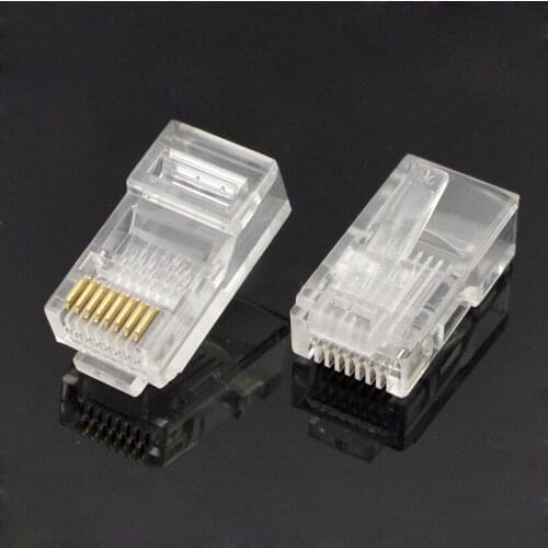 50pcs High Quality Rj45 Connector Crystal Head 8P8C Computer Network RJ45 Connector PC Material Gold-plated