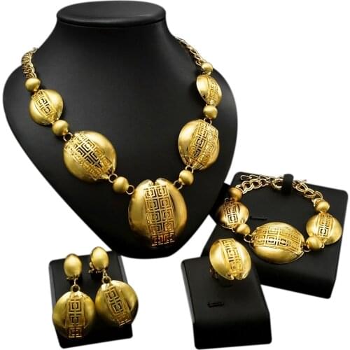 Yulaili Factory Novel Design African Gold Filled Cubic Zircon Anniversary Costume Women Big Jewelry Sets
