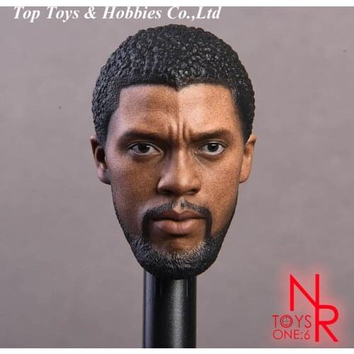 1/6 Scale Black Panthers Head Sculpt 2.0NR15 Male Head Carving with Beard Model for 12'' Black Skin TBL M36B Action Figure Body