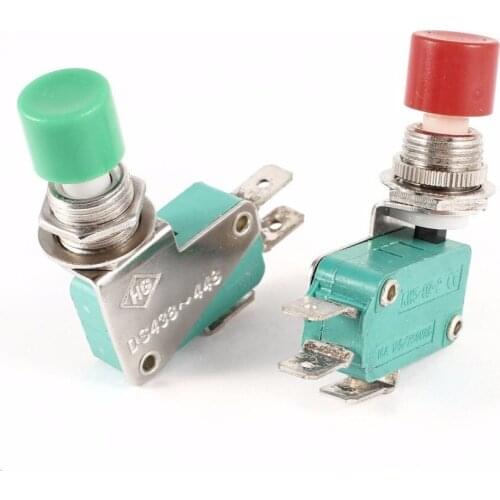 1 PCS New AC 125V/250V 16A SPDT NO NC Momentary Red/Green Cap Push Button Micro Switch DS438-448