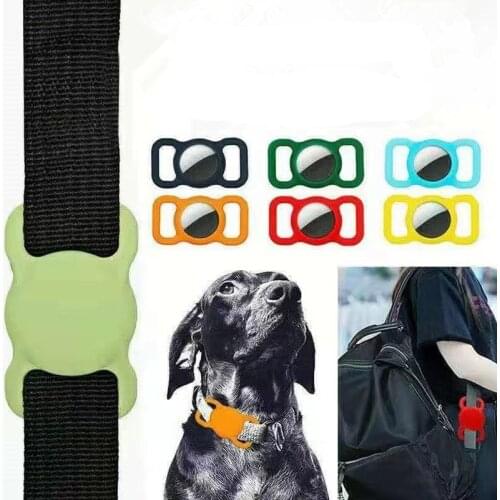 1Pcs Pet Silicone Protective Tracker Case For Apple Airtag GPS Finder Dog Cat Collar Loop Compatible Airtags Pet Accessories