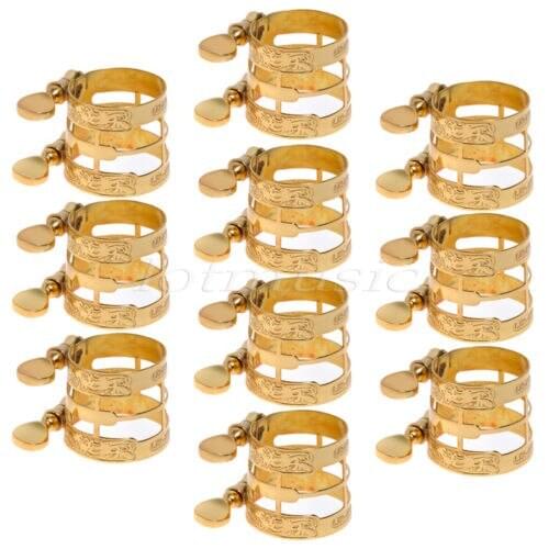 10 Pcs Gold Carving Ligature for Alto Sax and Clarinet Parts Replacement
