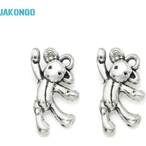 10pcs Antique Silver Plated Dancing Bear Charms Beads Pendants for Jewelry Making DIY Handmade 20x11mm