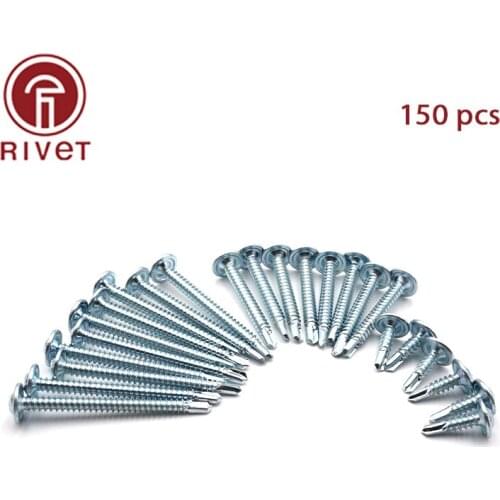 150Pcs M4.2 Cross Large Pan Head Drill Tail Drill Type Self Tapping Galvanized Screw Drilling Tail Screw Electric Drill Screw