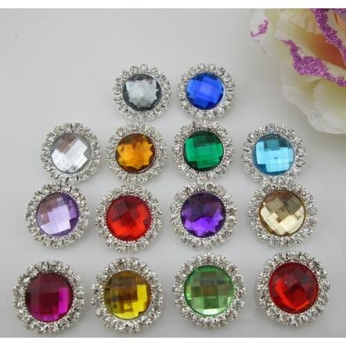 5pcs 13 colors Sewing Acrylic Shank Rhinestone Button(25mm
