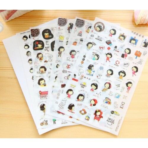 5pcs kawaii girl sticker pvc Organizer Calendar Diary Book Planner Scrapbook Decoration Diary Sticker papeleria