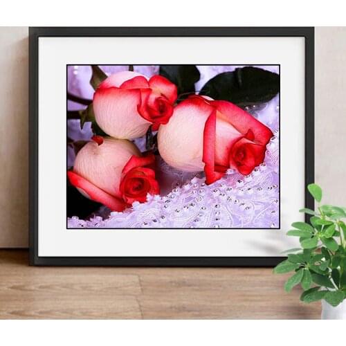 5D Diamond Mosaic Pink Rose Rhinestones Pictures DIY Diamond Painting Flowers Beadwork Full Square Resin Cross Stitch Home Decor