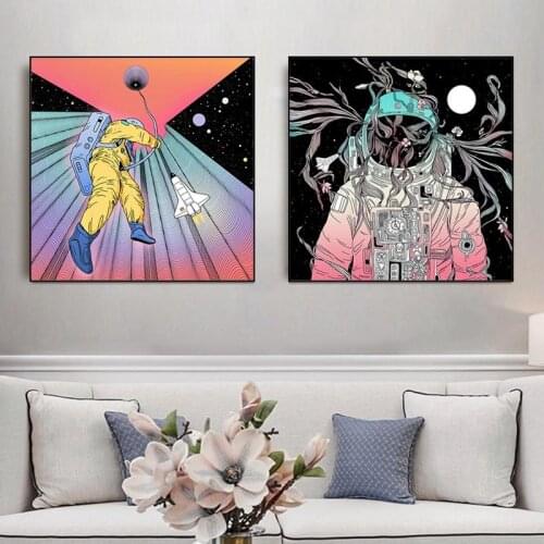 Astronaut Space Dreaming Star Spacecraft Canvas Wall Art Prints Nordic Style Wall Picture Living Room Home Decor