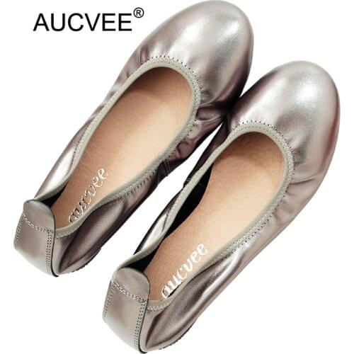 Women Ballet Flats Shoes Genuine Leather Ladies Casual Flats Shoes Black Gold Female Classic Loafers Footwear Spring Big Size 44