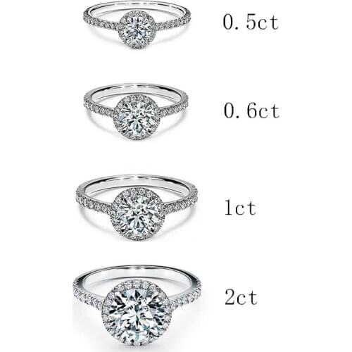 White Gold 0.5-2ct Open Ring Women Wedding Engagement Promise Ring Gift for Lover Couple High Quality