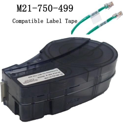 HQ Bmp21 M21-750-499 Cable Label Ribbon Tape Black Ink on White Nylon Film Compatible for BMP21 Plus ID PAL LABPAL Label Printer