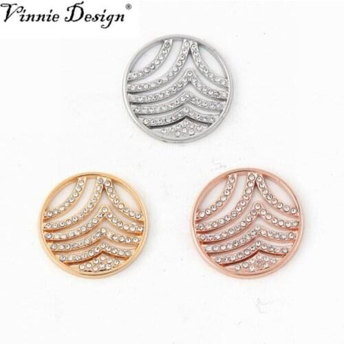 Vinnie Design Jewelry 25mm Mini Crystal Coin Disc fit into 25mm Coin Holder Pendant 5pcs/lot