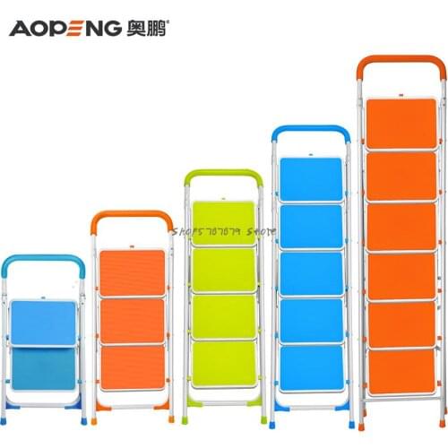 Household Folding Multifunctional Indoor Thickening And Reinforcement Three Four Five Step Ladder Climbing Stool Herringb