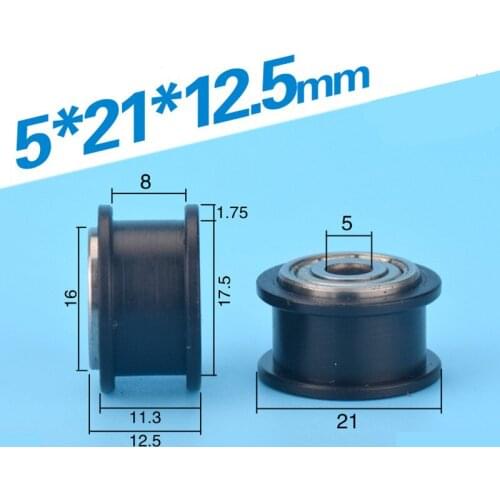 [H0521-12.5] Double 625zz ball bearing 3D printer roller wheel 5*21*12.5 H type groove for v-slot belt system pulley