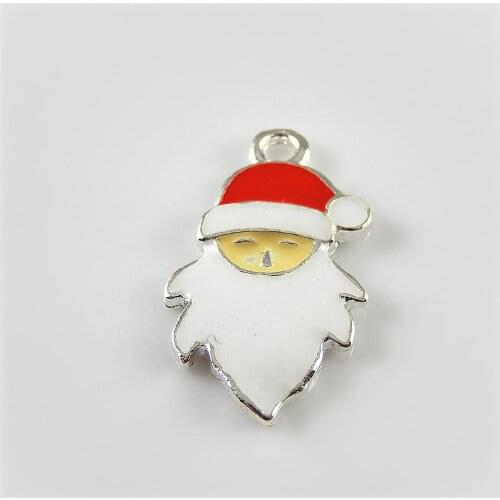 Julie Wang 10pcs Enamel Christmas Santa Claus Charms Pendant Jewelry Making Accessory Finding Necklace Handmade Festival Decor