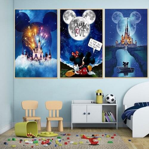 Canvas Print Disney Castle Artwork Watercolor Poster Abstract Cartoon Painting Art Wall Decor Picture for Living Room Home Decor
