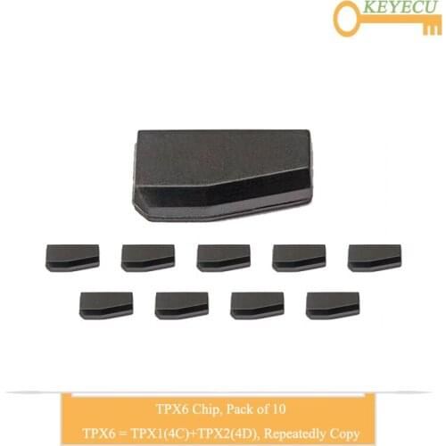 KEYECU 10 Pieces/Lot, TPX6 Carbon Transponder Chip Used As TPX1(4C) + TPX2(4D), Repeatedly Copy Remote Car Key Transponder Chip