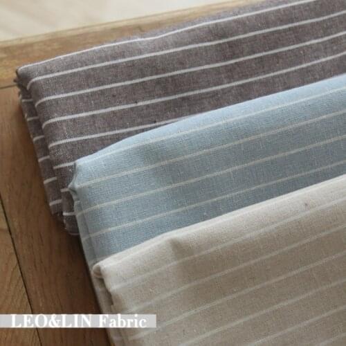 LEO&LIN Red Blue New Natural elegant stripe yarn dyed pure linen cotton cloth fabric 100*140cm (1 meter) 5 colors