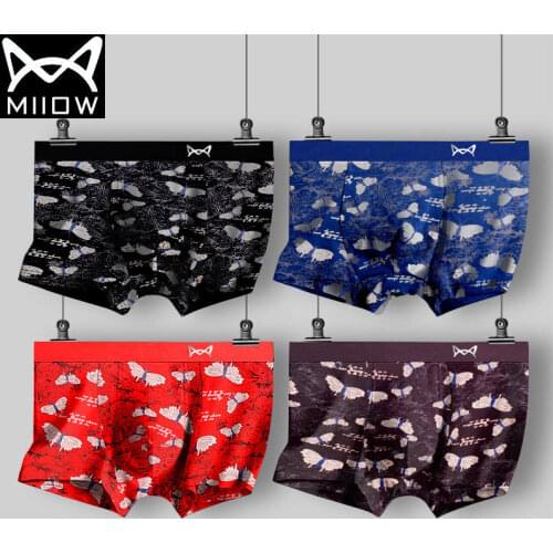 Miiow Excellent Mens Underwear Mens Cotton Breathable Plus Size Boxer Shorts Head Waist Young Boys Boxer Shorts