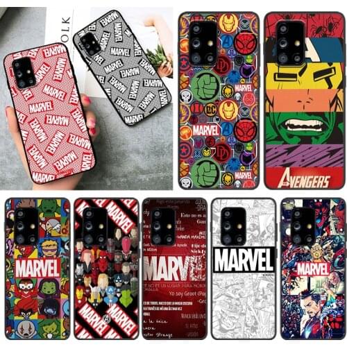 Marvel Fashion Logo For Samsung A01 02 02S 11 12 21 21S 22 31 32 41 42 51 72 S20 Ultra Plus 4G 5G Black phone Case