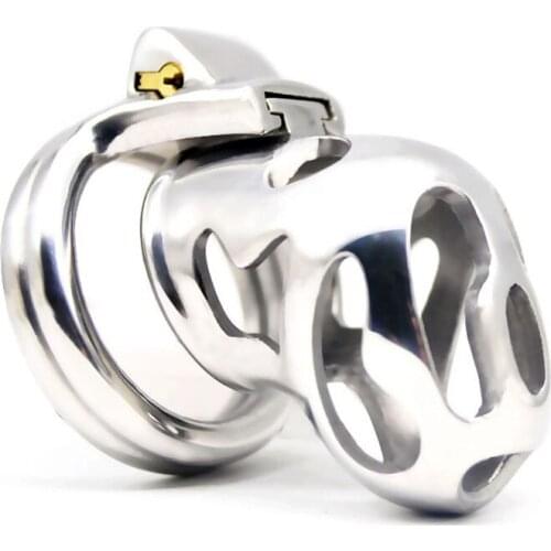 Male Chastity Cage Ventilation Stainless Steel Cock Cages Locking Cockrings Hollow Chastity Device Sex Rings for Men G7-1-235